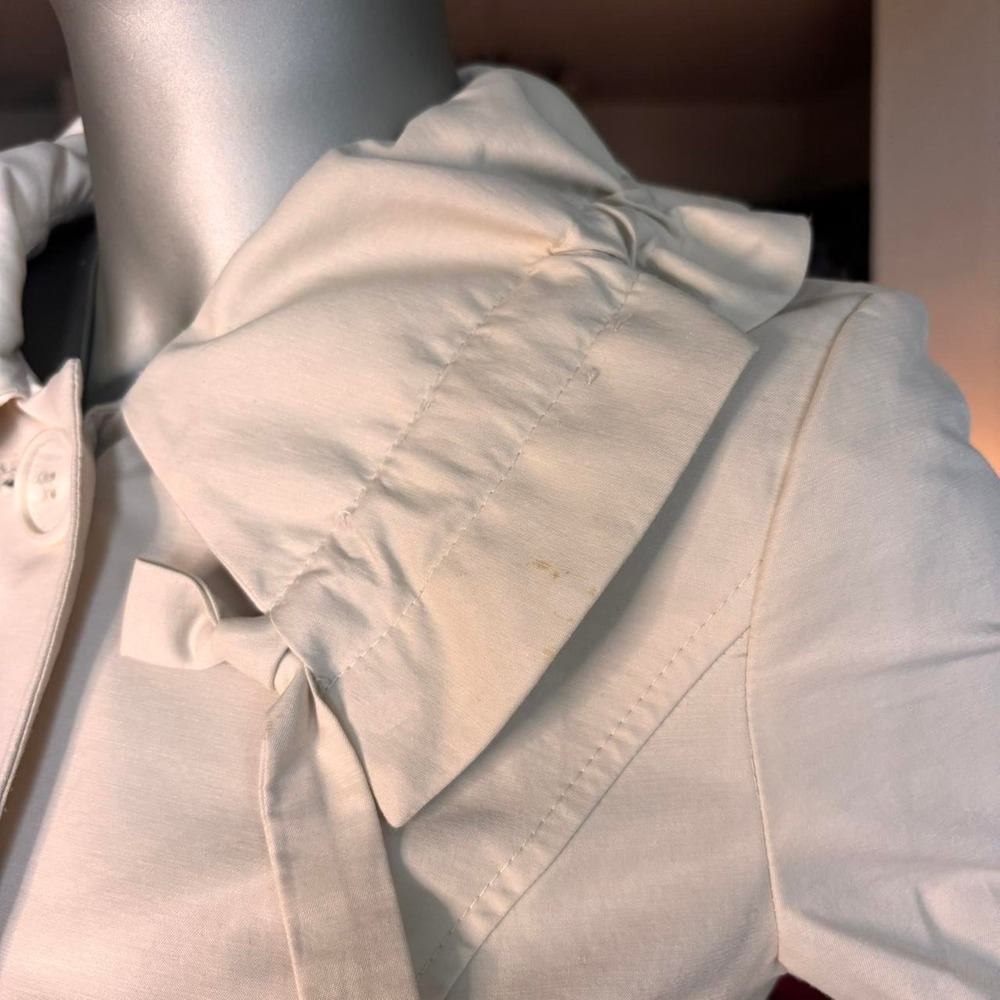 Ann Taylor LOFT Petite Cream Ruffle Collar Coat Jacket XSP ✨ - Picture 5 of 8
